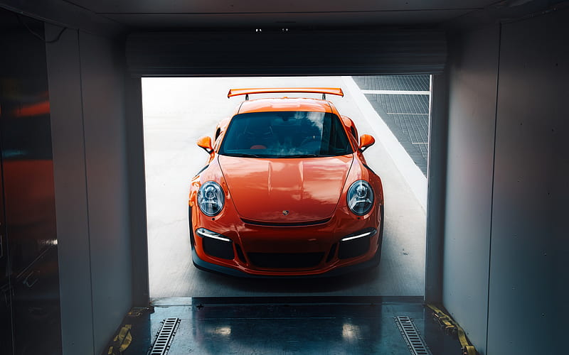 Porsche 911 GT3RS, VAG, front view, orange sports coupe, tuning, racing car, German sports cars, Porsche, HD wallpaper