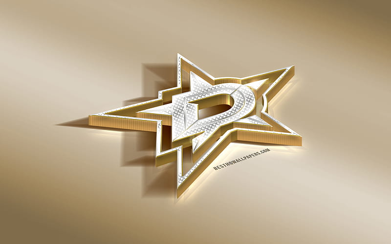 Dallas Stars, American Hockey Club, NHL, Golden Silver logo, Dallas, Texas, USA, National Hockey League, 3d golden emblem, creative 3d art, hockey, HD wallpaper