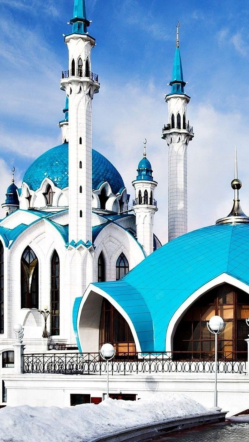 Masjid In Blue, masjid, blue, mosque, muslim, HD phone wallpaper