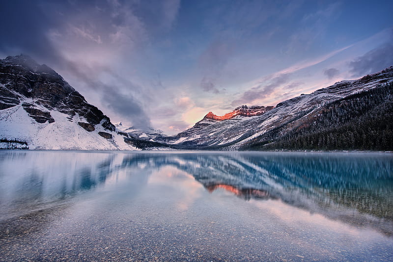 Sunrise At Bow Lake Canada , lake, sunrise, nature, canada, HD wallpaper