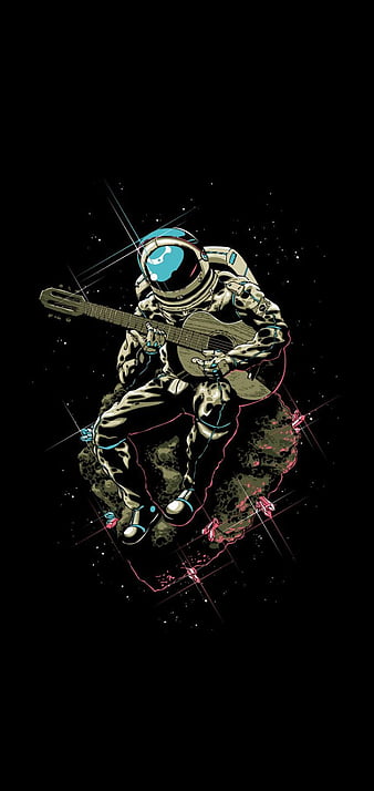 Moonman, astronaut, guitar, space, HD phone wallpaper | Peakpx