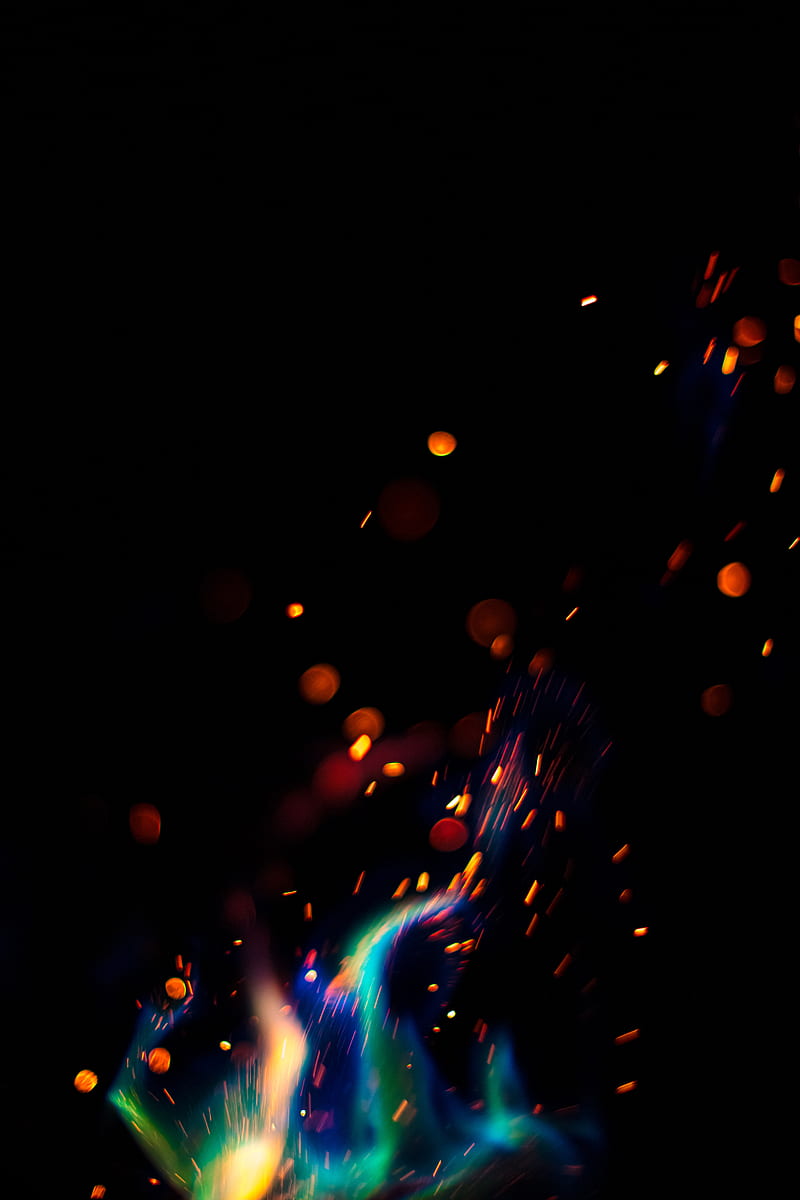 fire, sparks, glare, dark, HD phone wallpaper
