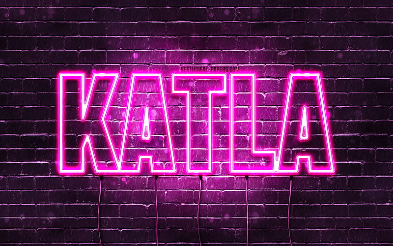 Katla with names, female names, Katla name, purple neon lights, Happy ...