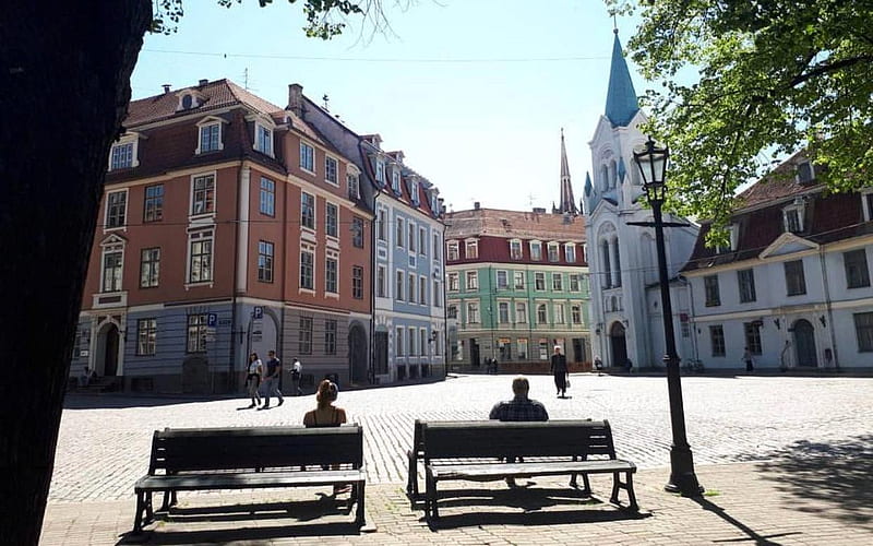 Old Riga, Latvia, Riga, square, houses, Latvia, church, HD wallpaper