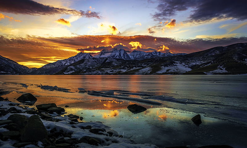 Backside of Mount Timpanogos in Utah, clouds, sky, usa, landscape, HD wallpaper