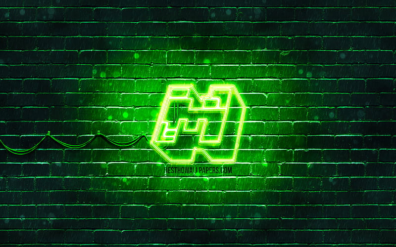 Minecraft green logo green brickwall, Minecraft logo, 2020 games, Minecraft neon logo, Minecraft, HD wallpaper