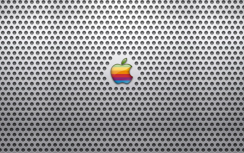 Apple, metal grid, logo, creative, HD wallpaper