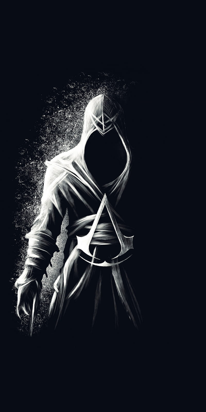 Assassin creed , black, bnw, white, HD phone wallpaper