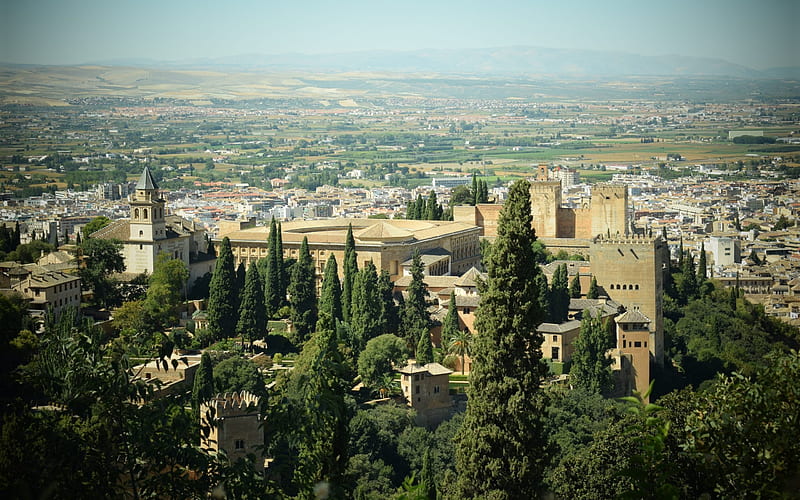 Alhambra, granada, architectural park ensemble, Spain, HD wallpaper
