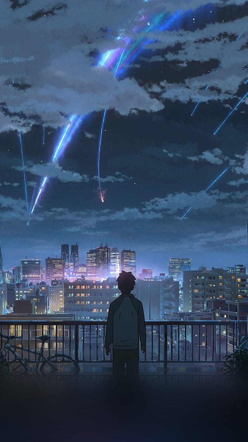 Night in a city, anime night stars, nice city, HD phone wallpaper