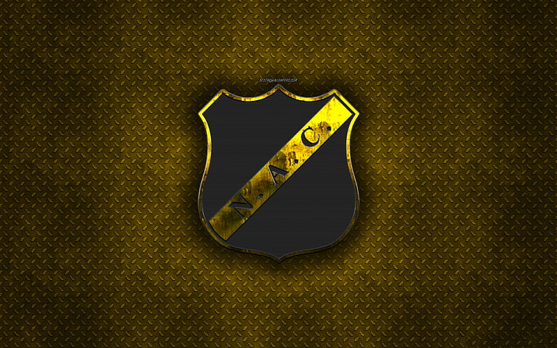 NAC Breda, Dutch football club, yellow metal texture, metal logo, emblem, Breda, Netherlands, Eredivisie, Premier Division, creative art, football, HD wallpaper
