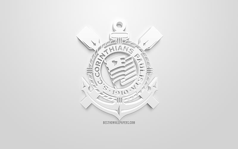 Corinthians, creative 3D logo, white background, 3d emblem, Brazilian football club, Serie A, Sao Paulo, Brazil, 3d art, football, stylish 3d logo, Sport Club Corinthians Paulista, HD wallpaper