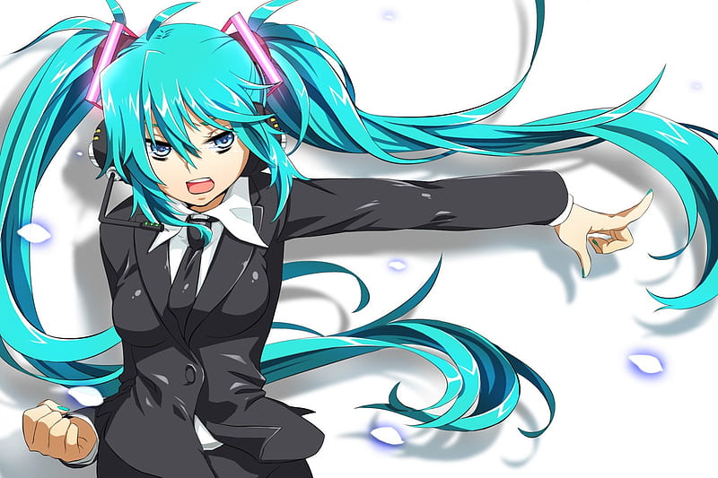 I'm So Mad :(, hatsune miku, angry, anime, hot, anime girl, vocaloids, long hair, vocaloid, female, miku, mad, twintails, sexy, plain, cute, hatsune, girl, simple, petals, green hair, white, HD wallpaper