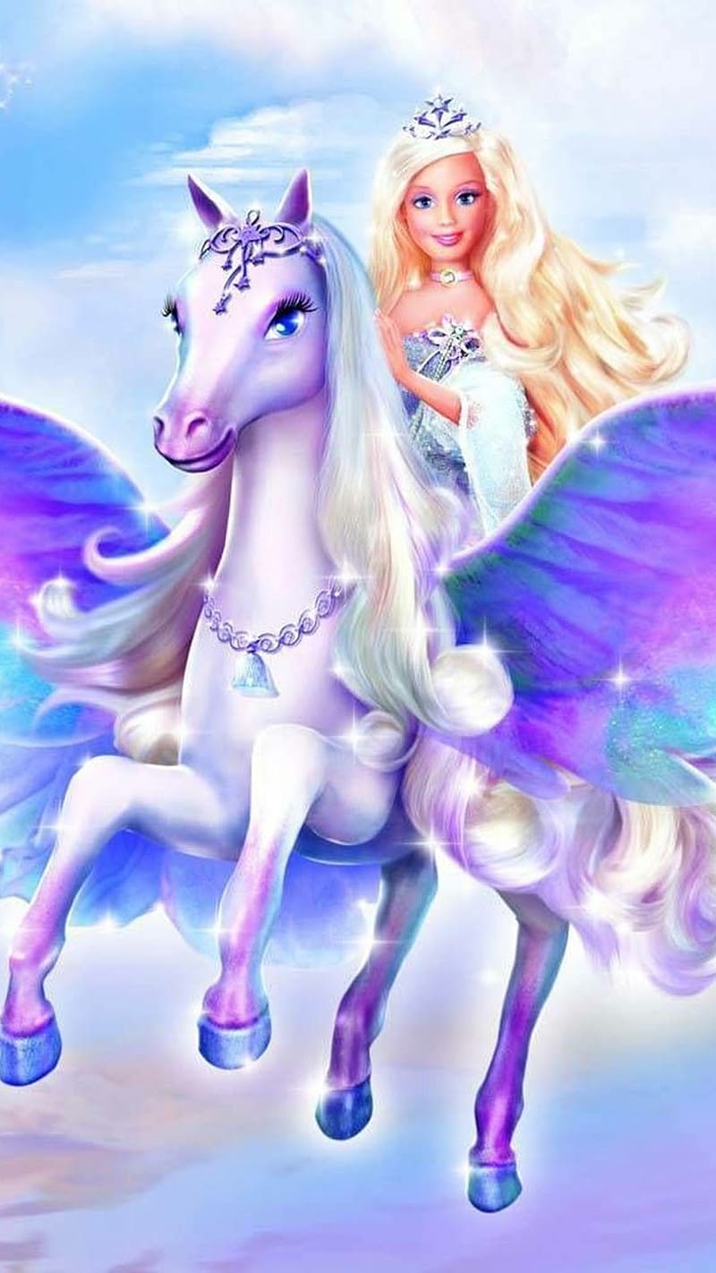 Barbie Princess Magic of Pegasus, barbie princess, magic of pegasus, flying horse, HD phone wallpaper