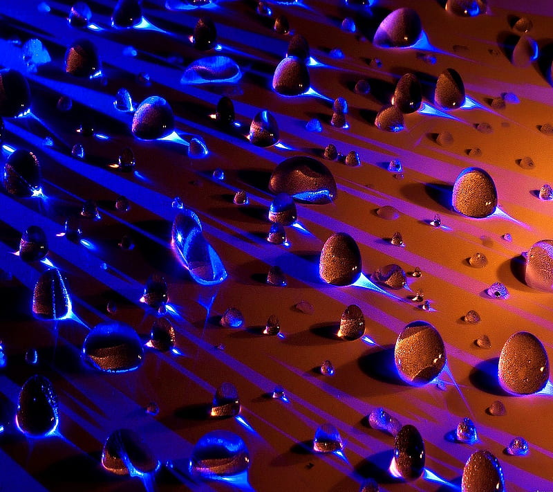 Blue Liquid Drops, abstract, blue liquid, water drops, HD wallpaper