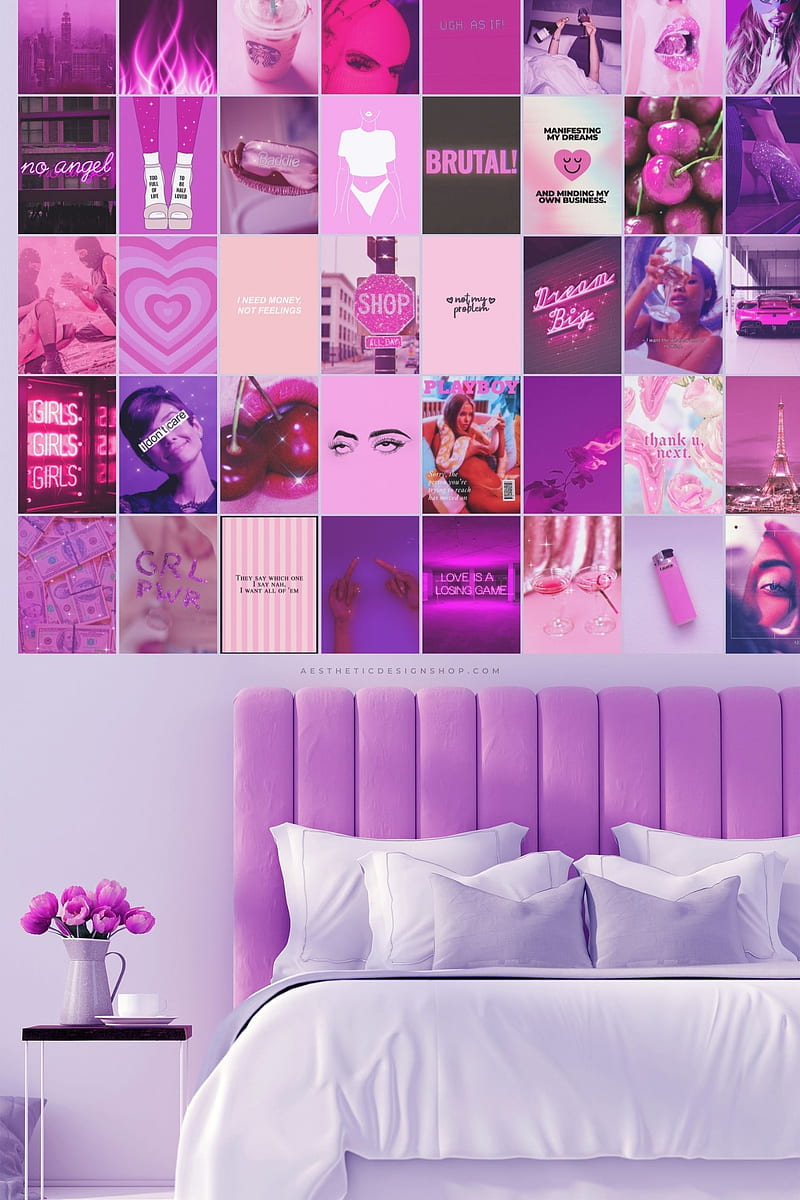 Purple Wall Collage Kit, Baddie Aesthetic, Purple Room Decor