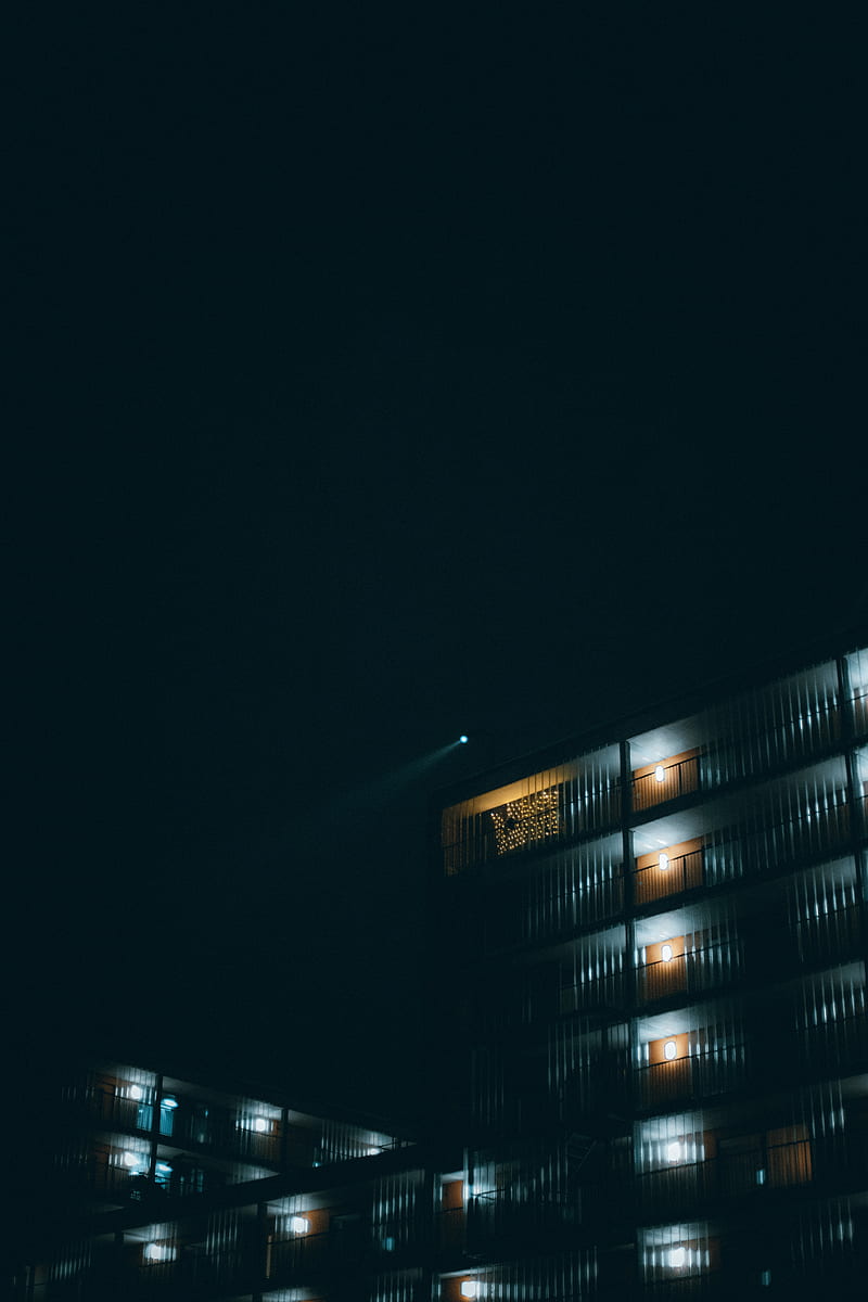 building, night, backlight, dark, HD phone wallpaper