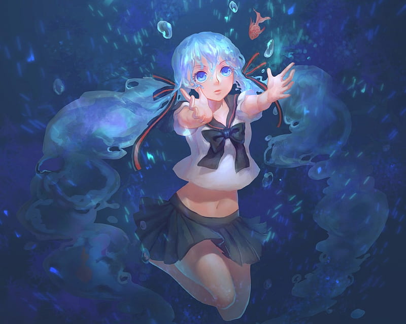 Download wallpaper 800x600 bubble, underwater, cute, anime girl, gonna be  the twin-tail!!, pocket pc, pda, 800x600 hd background, 16255