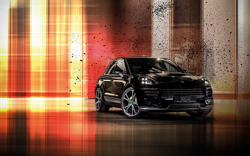 Porsche Macan 2016, crossovers, TechArt, tuning, black Porsche, HD wallpaper