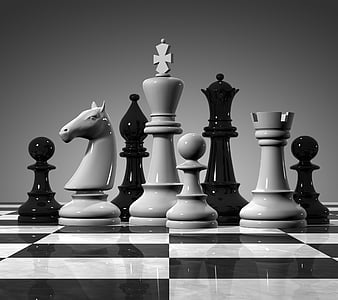 Download wallpapers 3d chess, neon light, 3d chessboard, blue