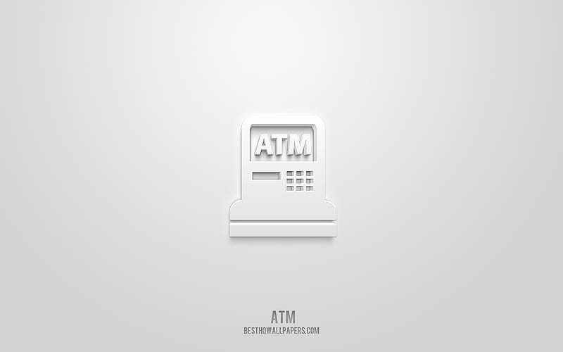 ATM 3d icon, white background, 3d symbols, ATM, Bank icons, 3d icons, ATM  sign, HD wallpaper | Peakpx