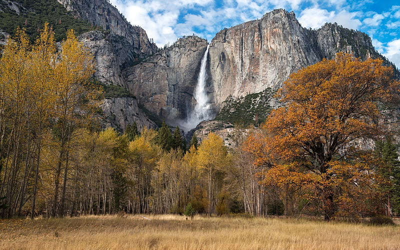 autumn, rock, mountain, forest, park, United States, Yosemite Valley, California, HD wallpaper