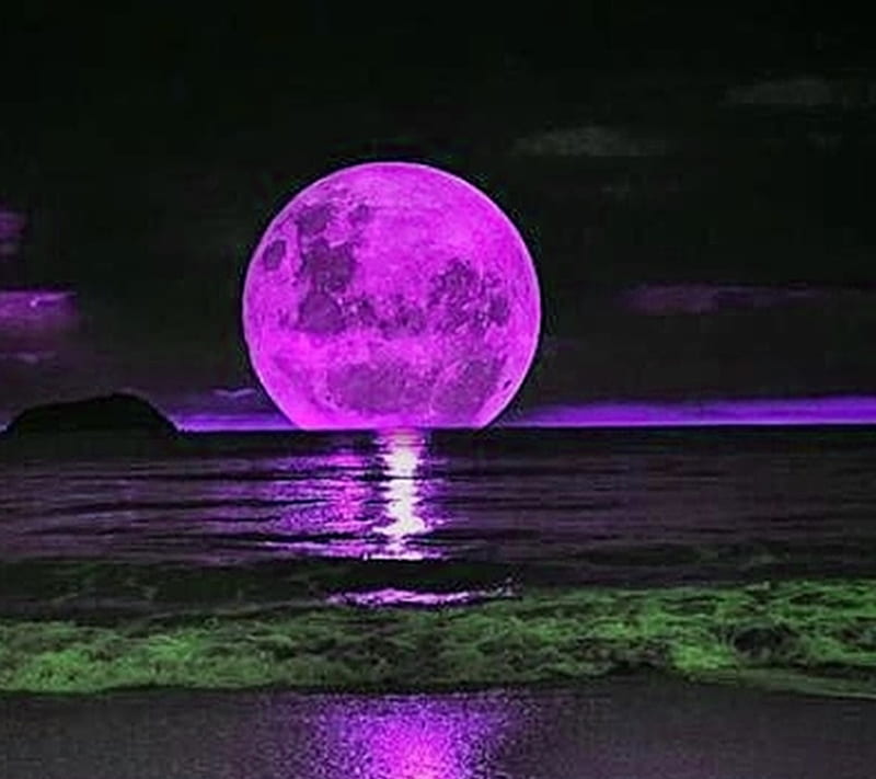 Purple Full Moon, full moon, HD wallpaper