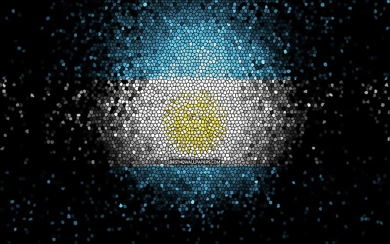 Argentina flag, mosaic art, South American countries, Flag of Argentina, national symbols, Argentinian flag, artwork, South America, Argentina, HD wallpaper