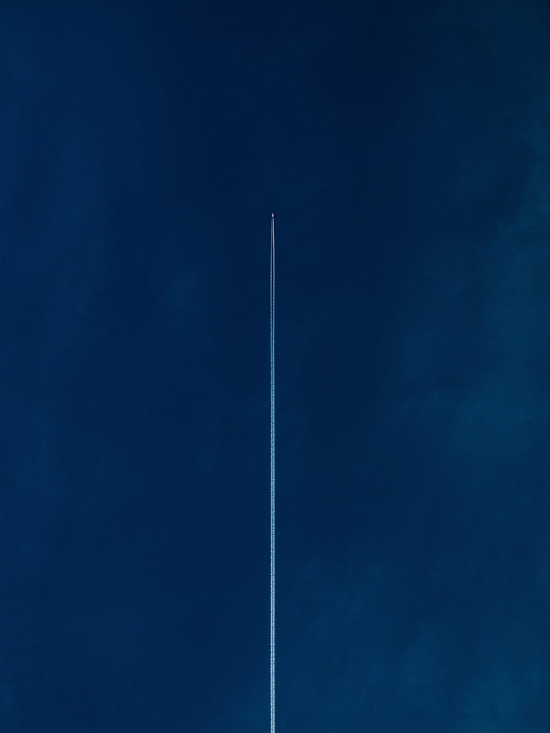 contrails, sky, blue, airplane, flying, aircraft, minimalism, chemtrails, HD phone wallpaper