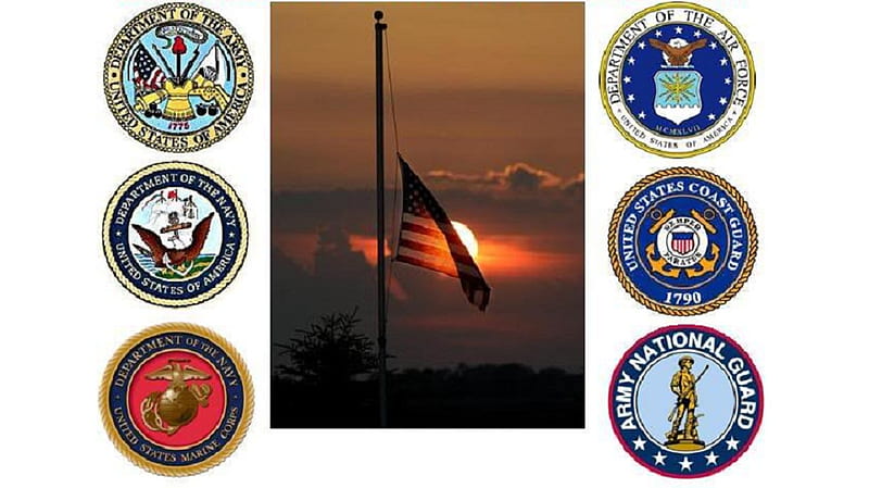 Remember our Heroes, sunseg, half mast, flag, armed services, HD wallpaper