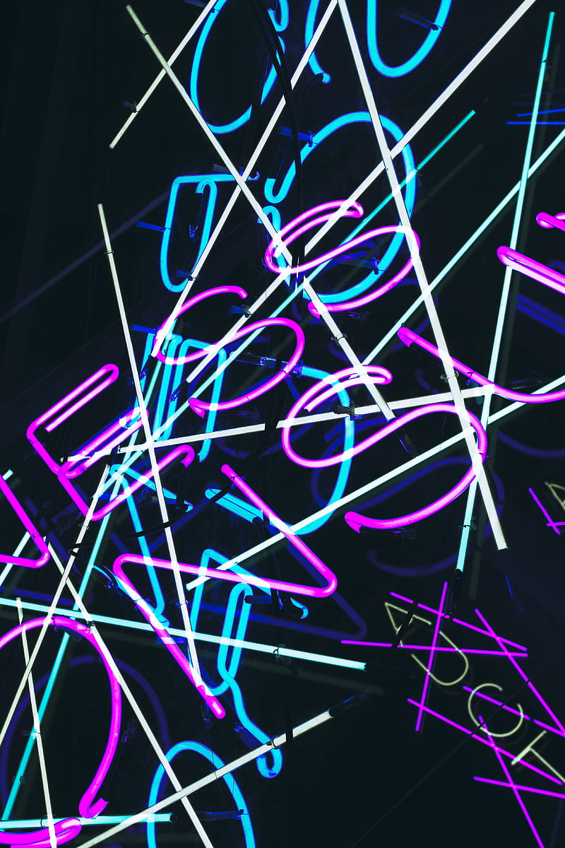 letters, neon, dark, HD phone wallpaper