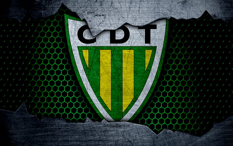 Tondela FC football club, logo, emblem, Tondela, Portugal, football, Portuguese championship, metal texture, grunge, HD wallpaper