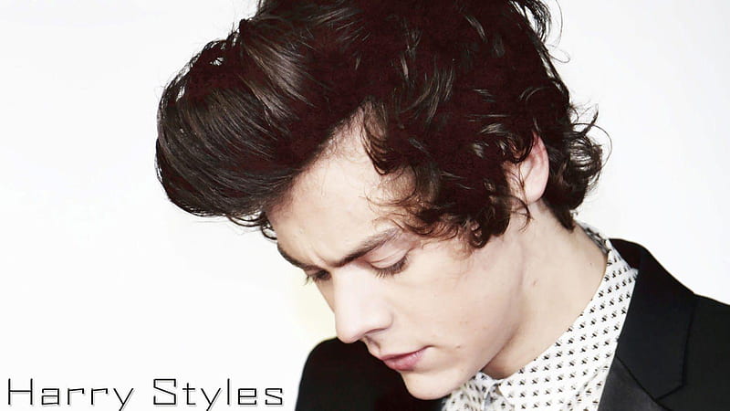 Harry Styles Is Looking Down In White Background Wearing White Black Dress Harry Styles, HD wallpaper