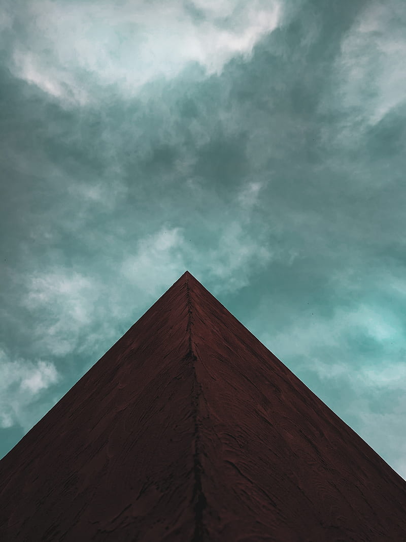 Red Mount, blue sky, clear, home, house, iphone, pyramid, pyramide, simple, HD phone wallpaper