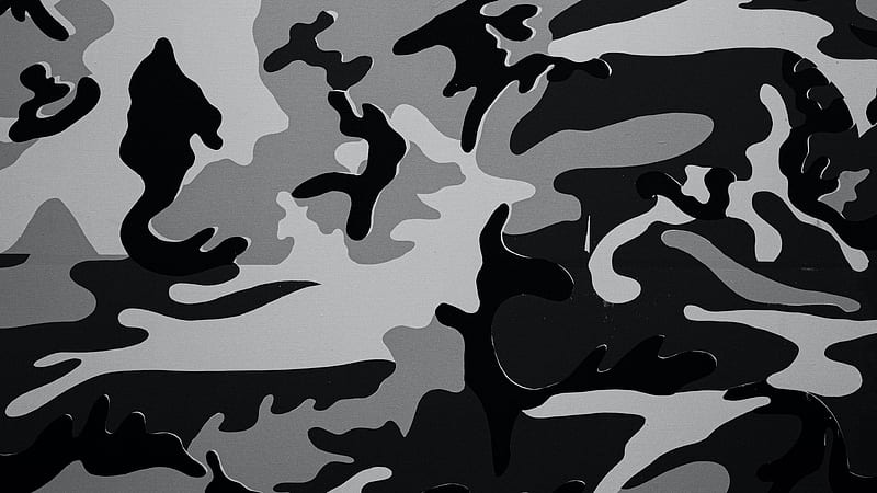 camouflage, spots, army, texture, black and white u 16:9 background, HD wallpaper