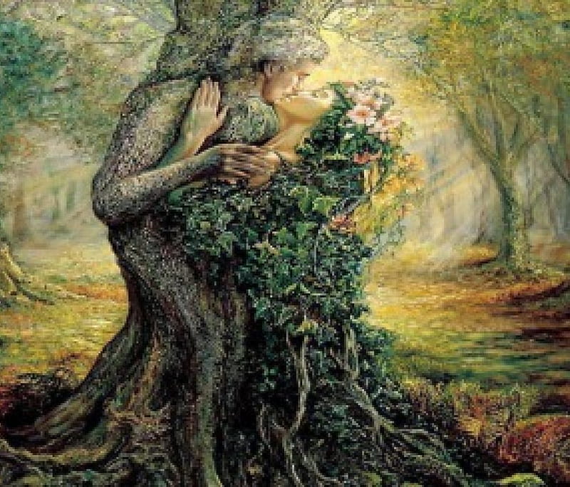 Blended Souls, lovers, vines, tree, entwined, HD wallpaper