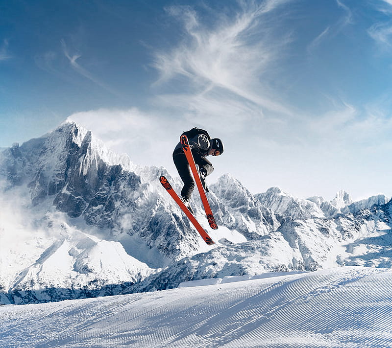 Snow, ski, steep, HD wallpaper