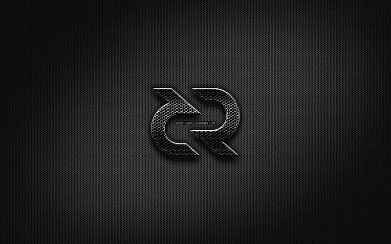 Decred black logo, cryptocurrency, grid metal background, Decred, artwork, creative, cryptocurrency signs, Decred logo, HD wallpaper