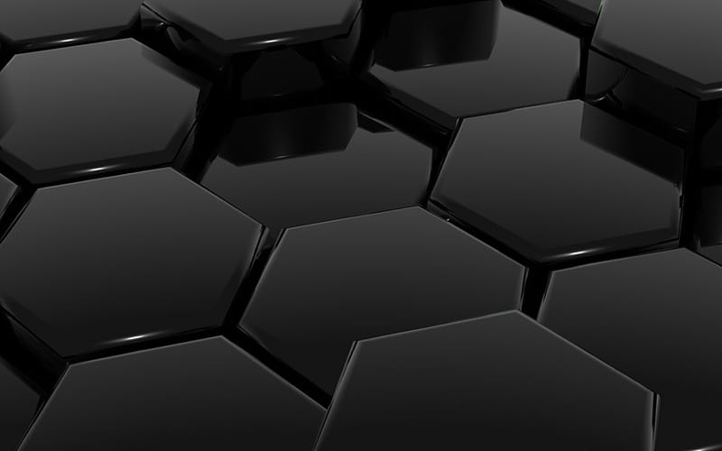 3d black honeycomb, 3d background, black hexagons background, black honeycomb background, glass black honeycomb texture, HD wallpaper