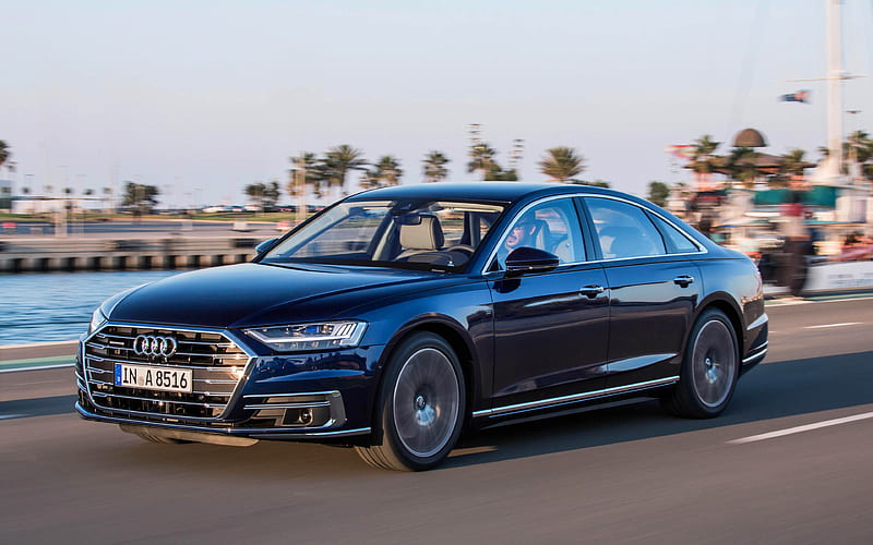 Audi A8, 2019 cars, movement, new a8, luxury cars, german cars, Audi, HD wallpaper