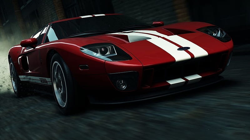 Ford GT40, red, stripes, ford, car, racing, fast, HD wallpaper