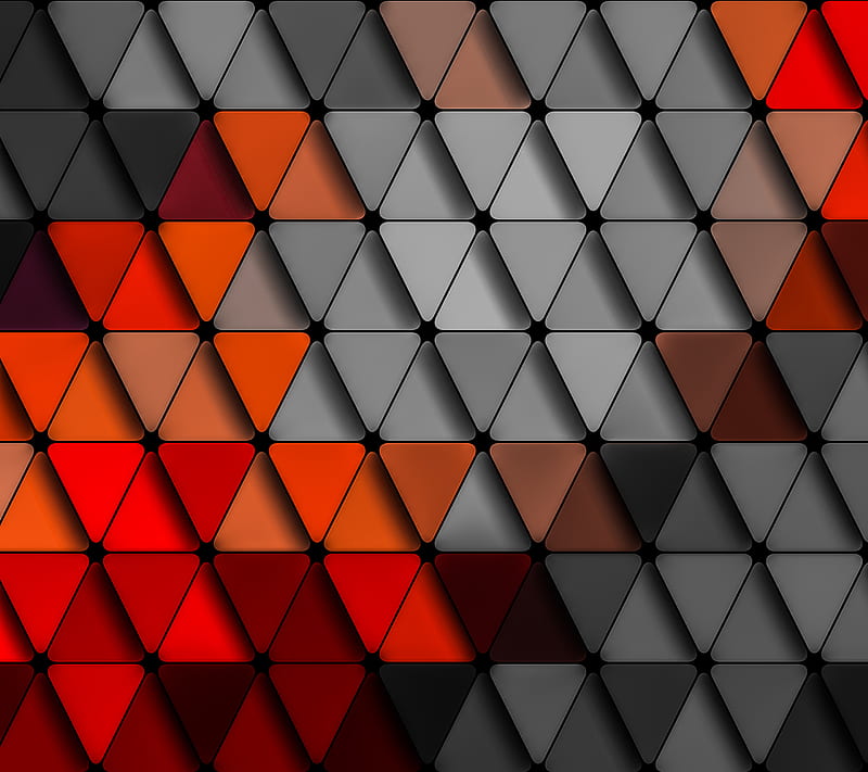 Triangles, rendering, pattern, texture, 3d, abstract, background, gray, red, HD wallpaper