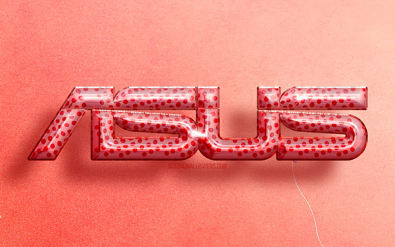 Asus 3D logo, artwork, pink realistic balloons, Asus logo, pink backgrounds, Asus, HD wallpaper