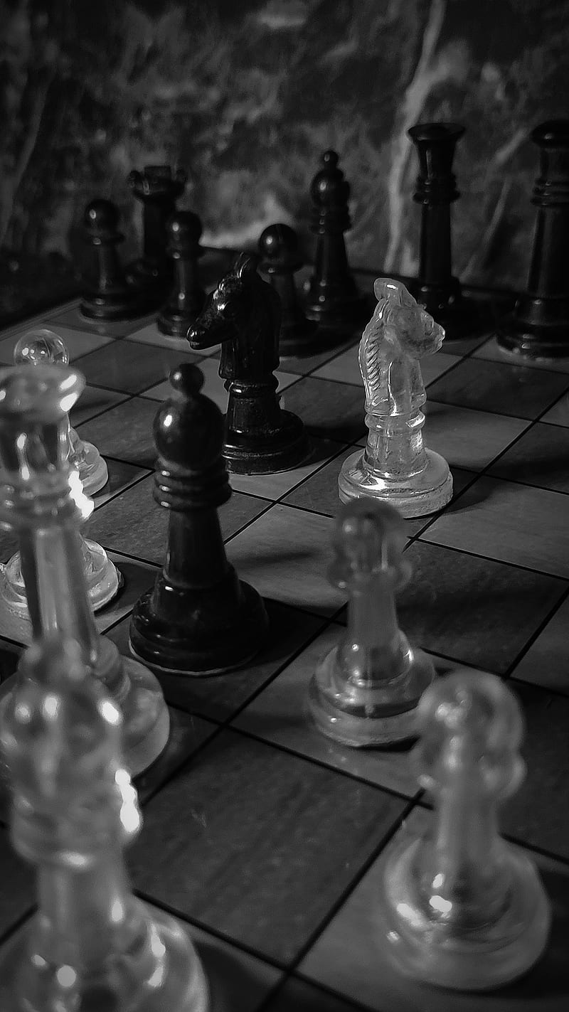 Black Chess King Pawns Silver Pawns Wallpaper White Background