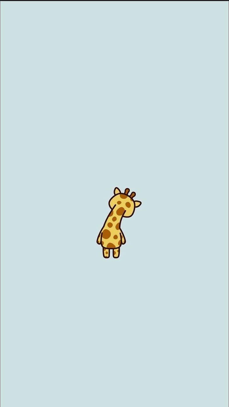 Little giraffe, animal, blue, cute, giraffe, simple, HD phone wallpaper