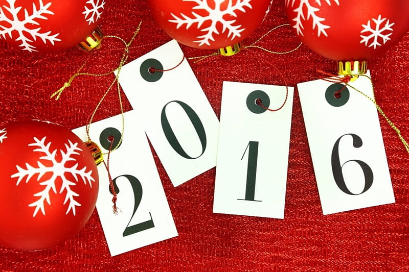 Happy New Year 2016 !, 2016, Christmas, Holidays, Miscellaneous, Happy New Year, Christmas balls, HD wallpaper