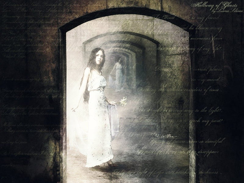 Hallway of Ghosts, female, arches, ghost, hall, flowers, woman, HD ...