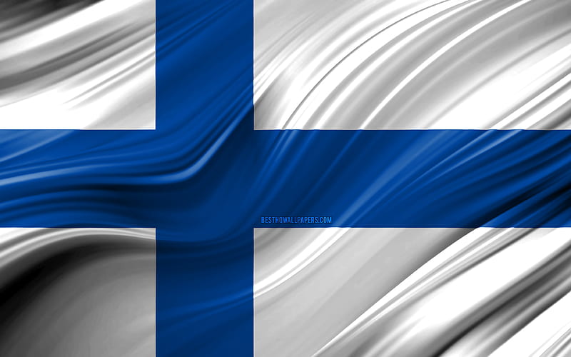 Finnish flag, European countries, 3D waves, Flag of Finland, national symbols, Finland 3D flag, art, Europe, Finland, HD wallpaper