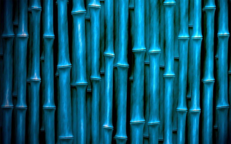 blue bamboo trunks, macro, bambusoideae sticks, bamboo textures, blue bamboo texture, bamboo canes, bamboo sticks, blue wooden background, vertical bamboo texture, bamboo, HD wallpaper