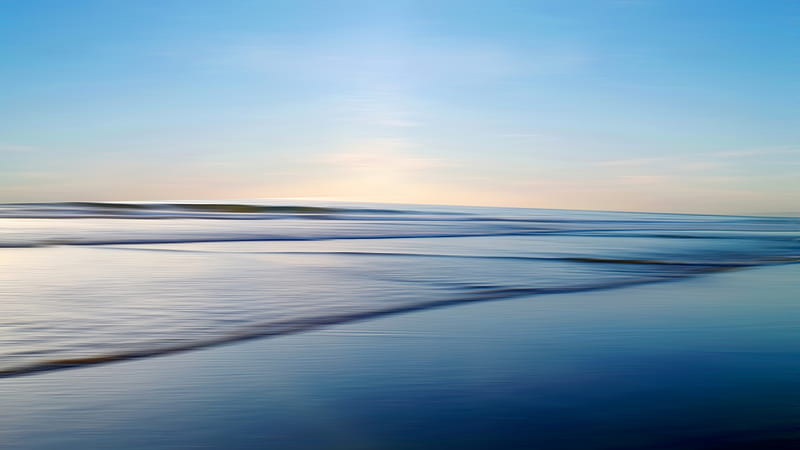 ocean, scenic, horizon, sky, clouds, beach, Landscape, HD wallpaper